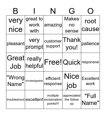 Survey Bingo Card