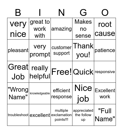 Survey Bingo Card