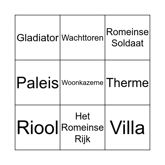 Het Romeinse Rijk Bingo Card