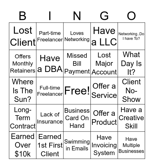 Freelancer Bingo Card