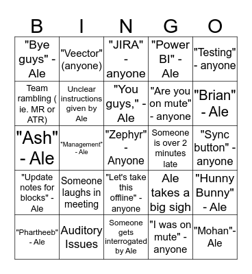 Yell Zephyr when you have Bingo Card