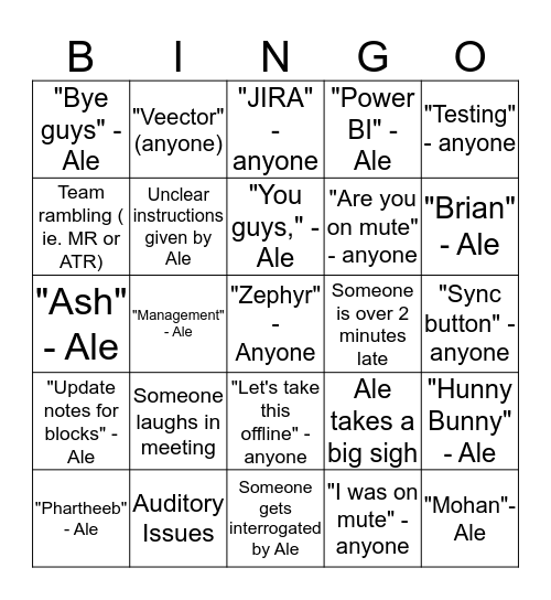 Yell Zephyr when you have Bingo Card