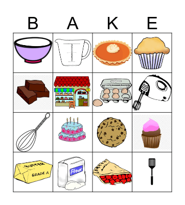 Bakery Bingo Card