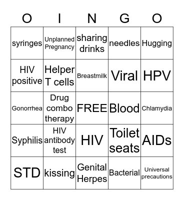 BINGO for HIV and AIDs! Bingo Card