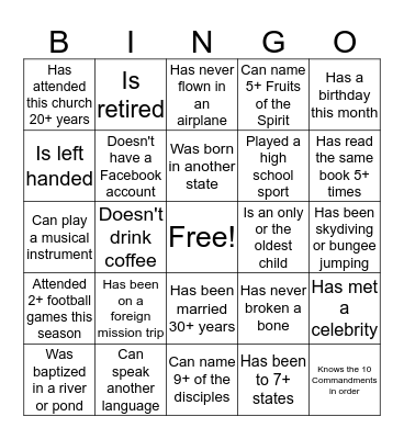 Human Bingo Card