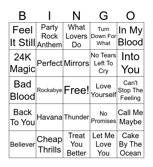 Music Bingo Card