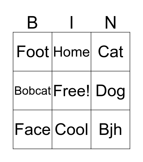 Practice  Bingo Card