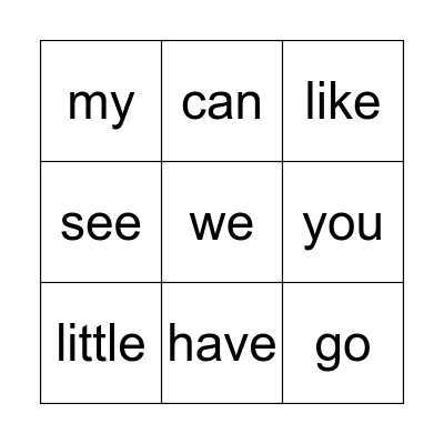 I   CAN   READ! Bingo Card