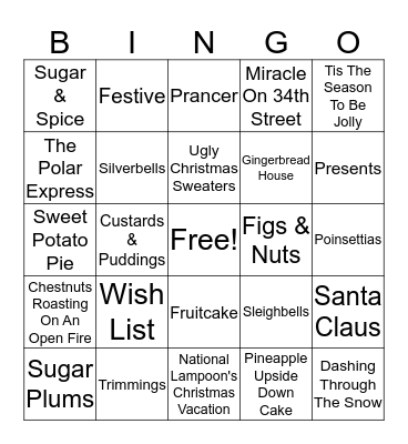 HOLIDAY Bingo Card