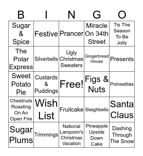 HOLIDAY Bingo Card