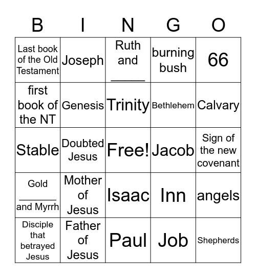 Bible Bingo Card