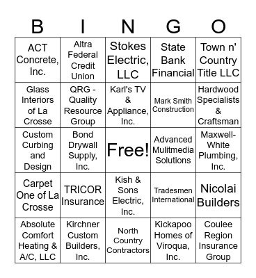 Speed LABA Member Bingo Card