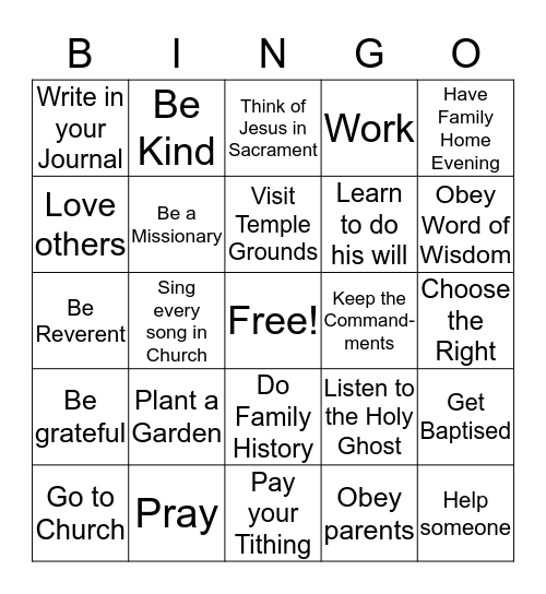 Primary "Prepare" Bingo Card