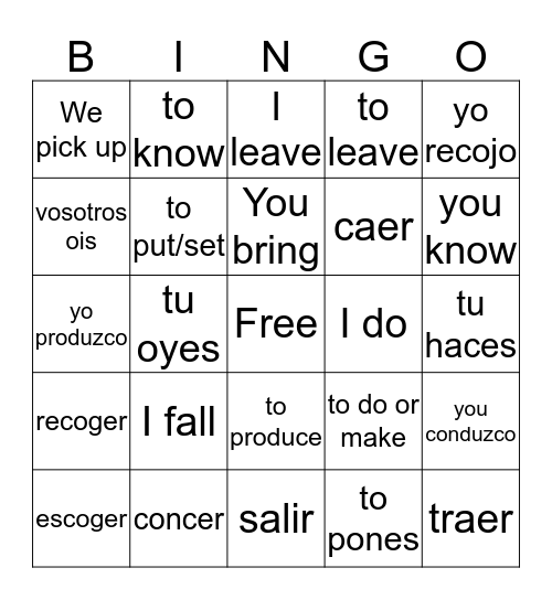 Type 2 Bingo Card