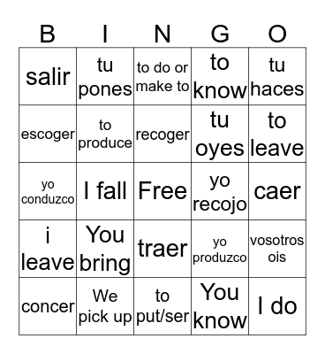 Type 2 Bingo Card