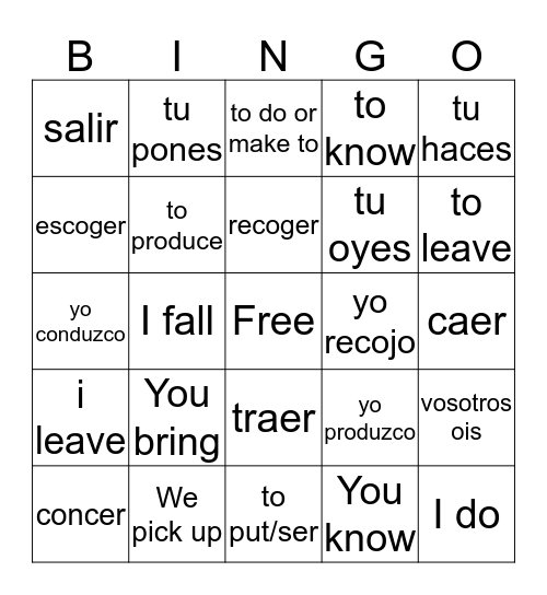 Type 2 Bingo Card