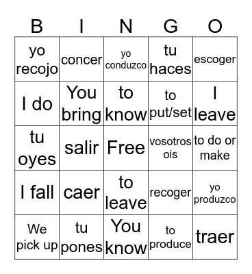 Type 2 Bingo Card