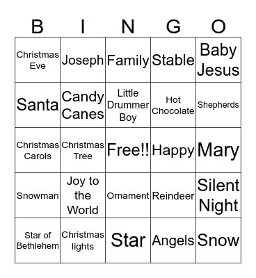 NDCA Holiday Bingo Card