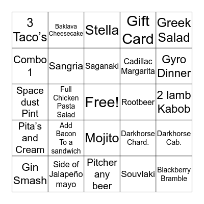 Server Bingo Card