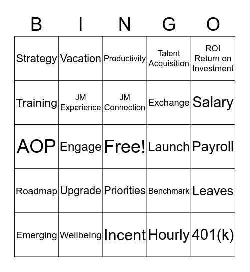 HR Lingo Bingo Card