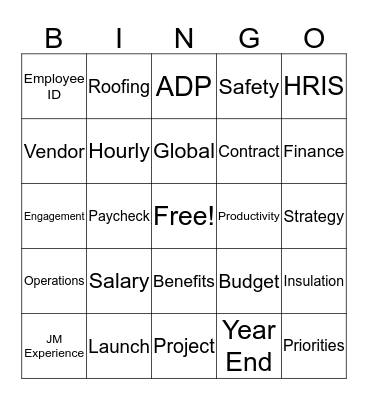 HR Lingo Bingo Card