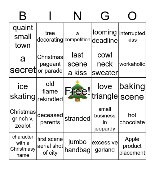 Hallmark Christmas Movies Bingo Card