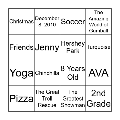 HAILEY Bingo Card