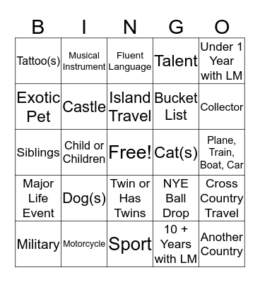 People Bingo - Get to Know Your Peers Bingo Card