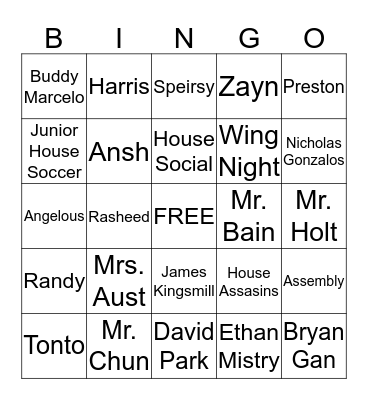 Orrs Bingo Card