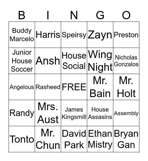 Orrs Bingo Card