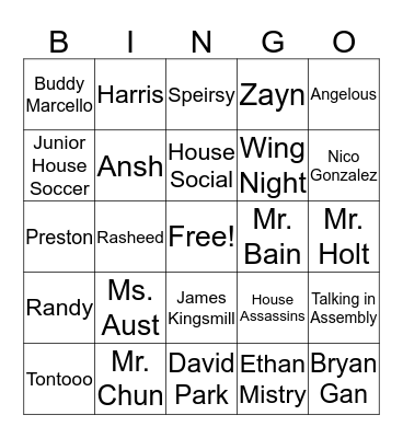 Orr's Bingo Card