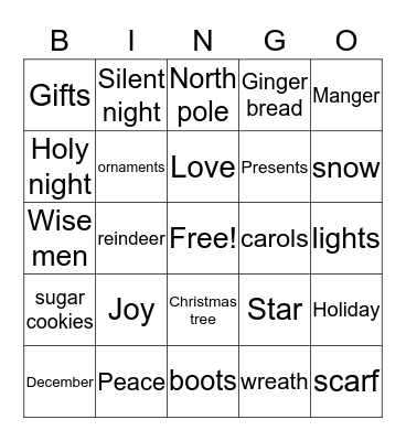 MERRY CHRISTMAS Bingo Card