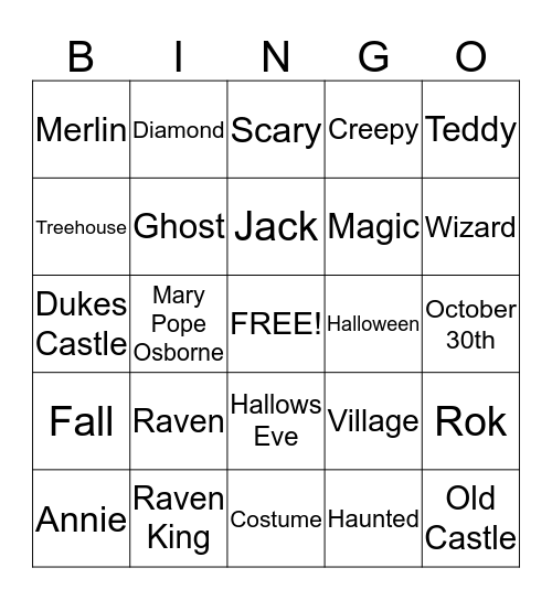 Haunted Castle on Hallows Eve Bingo Card