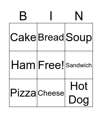 Dinner is ready! Bingo Card