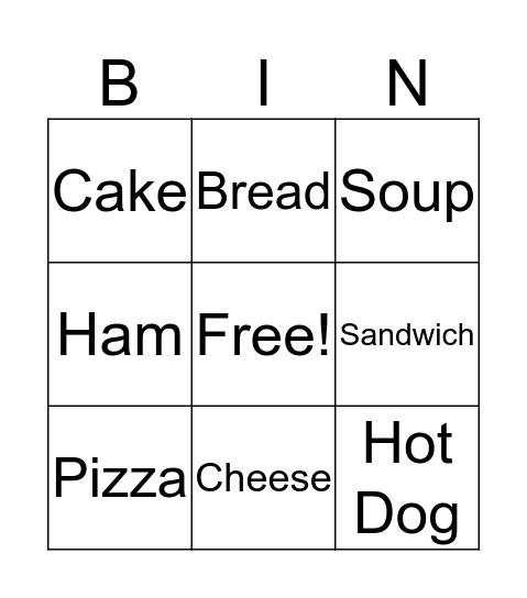 Dinner is ready! Bingo Card