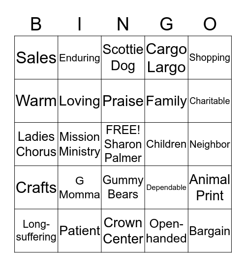Sharon Palmer Bingo Card