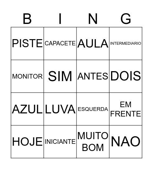 PALAVRAS BINGO Card