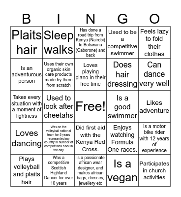 Fun Fact Bingo Card