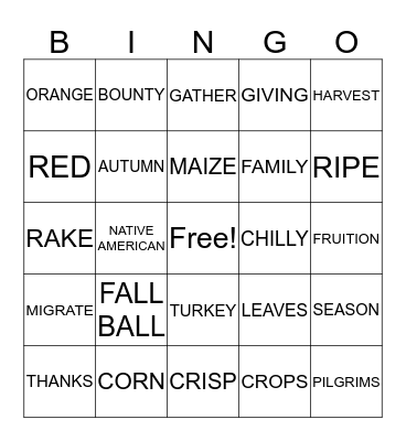 FALL BALL  Bingo Card