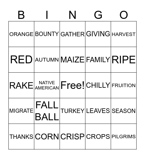 FALL BALL  Bingo Card