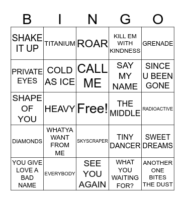 MUSICAL BINGO! EVERYBODY WINS! Bingo Card