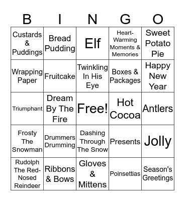 HOLIDAY Bingo Card