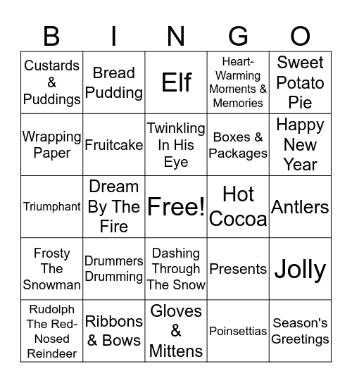 HOLIDAY Bingo Card