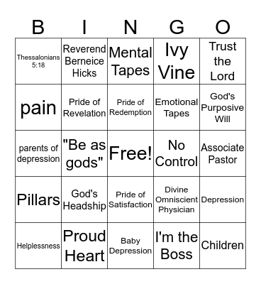 Pillars Bingo Card