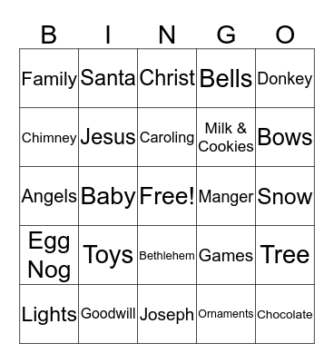 Christmas Bingo Card