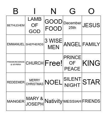 Christmas Bingo Card
