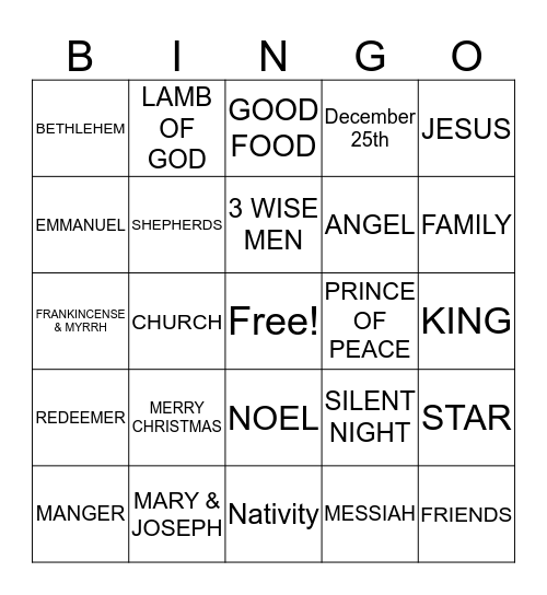 Christmas Bingo Card