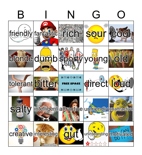 GERMAN ADJECTIVES Bingo Card