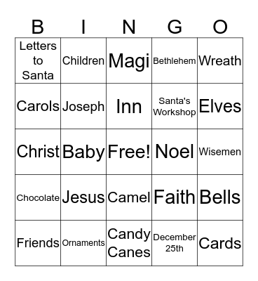 Christmas Bingo Card