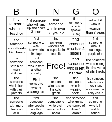 Getting to know you Bingo Card